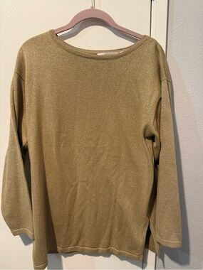 Chaus Metallic Gold Knit Top